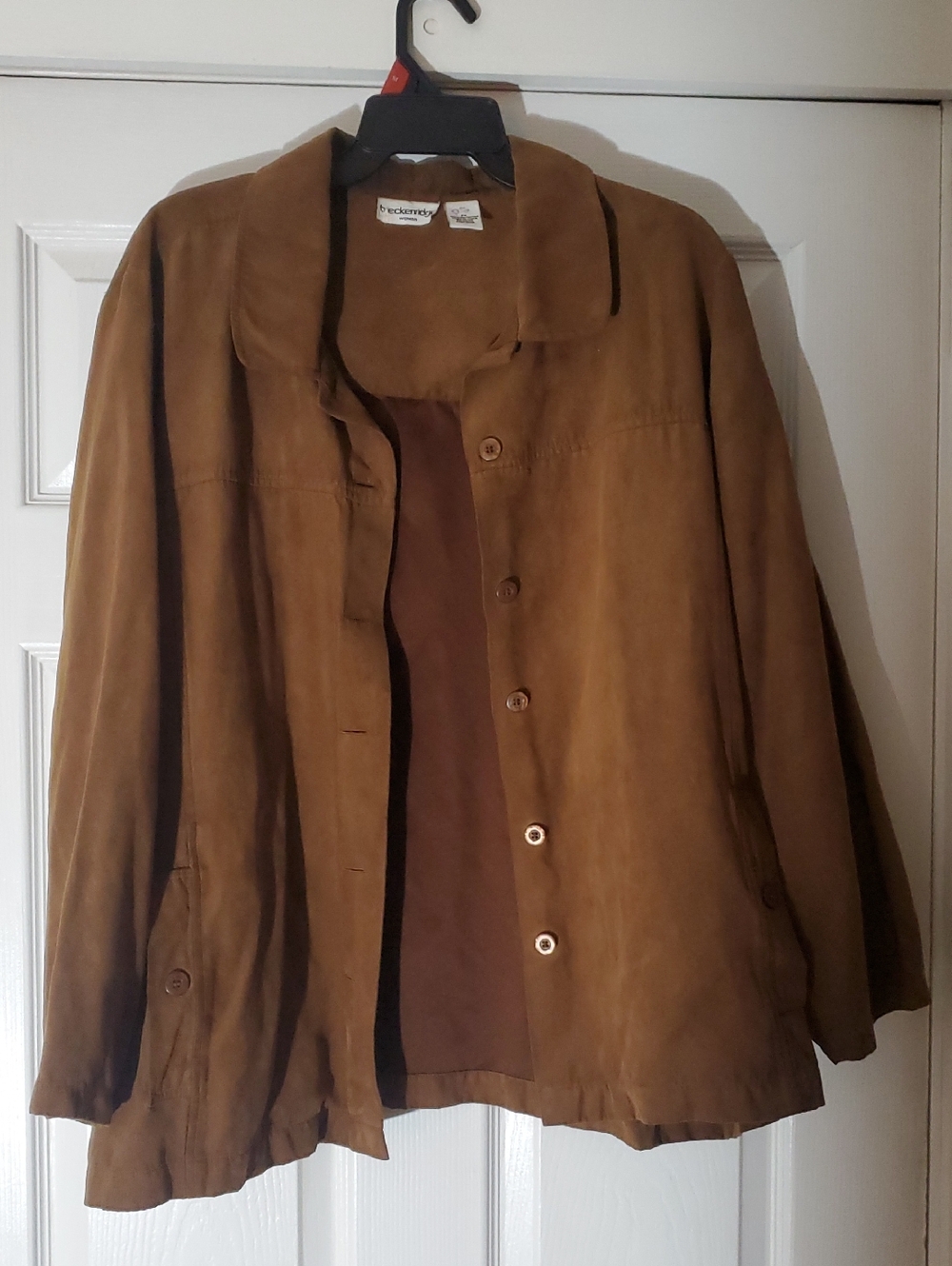 breckenridge Brown Women's  Shirt Jacket Suede Like Texture